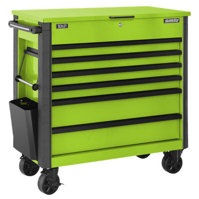 Sealey Superline Pro Tool Trolley 6 Drawer With Ball Bearing Slides Green Ap366Hv