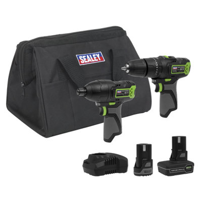 Sealey Sv10.8 Series 2X 10.8V Combi Drill & Impact Driver Kit With 2 Batteries