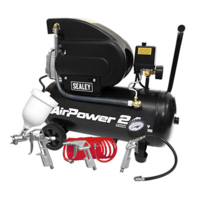 B&Q -  24L Direct Drive Air Compressor 2Hp With 4Pc Air Accessory Kit