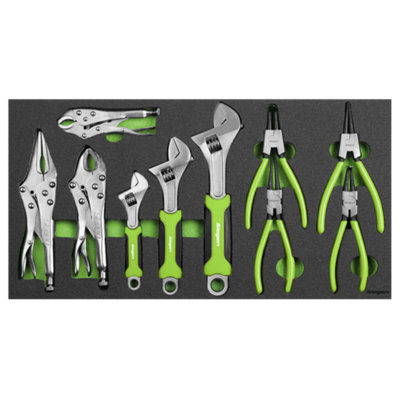 Sealey Siegen Adjustable Wrench & Pliers Set With Tool Tray 10Pc Size 10