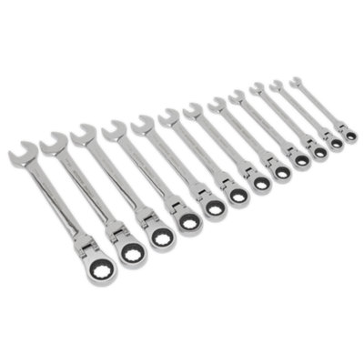 B&Q -  Siegen Flexi-Head Combination Ratchet Spanner Set 12Pc