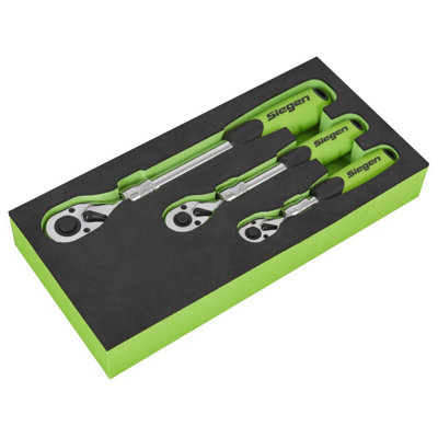 Sealey S01285 Siegen Extendable Ratchet Wrench Set 3Pc Size 3 B&Q