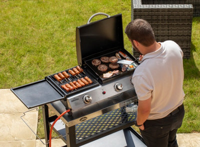 Dellonda 2+1 Burner Portable Gas Plancha/grill 8.5Kw Hot Plate Bbq Griddle, Stainless Steel - Dg276