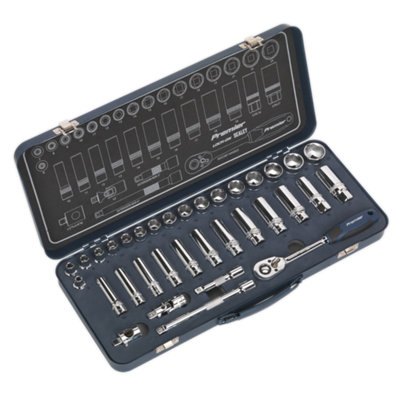 B&Q -  Ak27481 Premier Lock-On Socket Set 3/8"sq Drive 34Pc