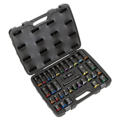 Sealey Ak5636M Lock-On Standard Deep Impact Socket Set 34Pc 1/2"sq Drive Metric from B&Q