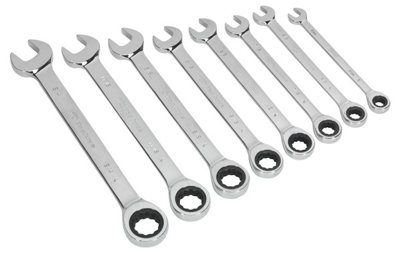  - Sealey Premier Imperial Combination Ratchet Spanner Set In Eva Foam Tray 8Pc S0984