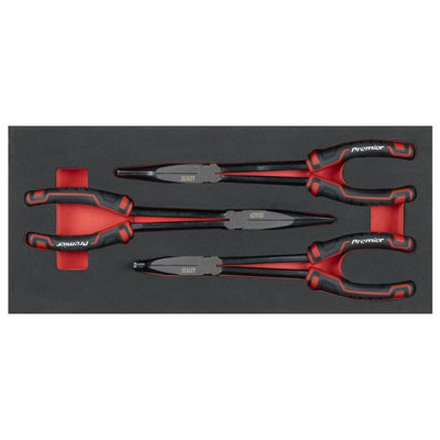 Sealey TBT58 Premier Long Needle Nose Pliers Set with Tool Tray 3pc - Image 3