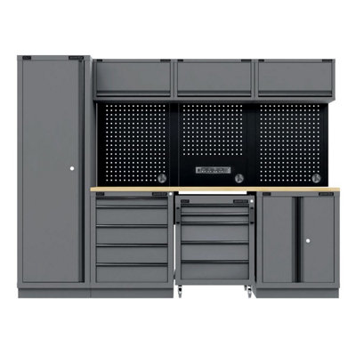 Sealey Apmsbestack02w Superline Pro Edition Storage System With Rubber Wood Worktop 2.64M Black