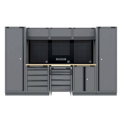Sealey Apmsbestack01w Superline Pro Edition Storage System With Rubber Wood Worktop 3.24M Black