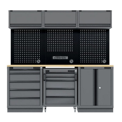 Sealey Apmsbestack03w Superline Pro Edition Storage System With Rubber Wood Worktop 2.04M Black