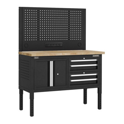 Sealey Apmwb50combo1w Superline Pro Modular Workbench With Drawers & Cupboard Wooden Worktop 1265Mm Size 4