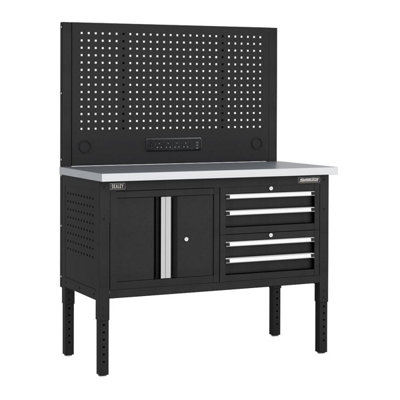 Sealey Apmwb50combo1ss Superline Pro Modular Workbench With Drawers & Cupboard Stainless Steel Worktop 1265Mm Size 4