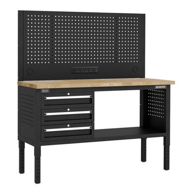 B&Q -  Apmwb60Combo1W Superline Pro Modular Workbench With 3 Drawers Wooden Worktop 1525mm
