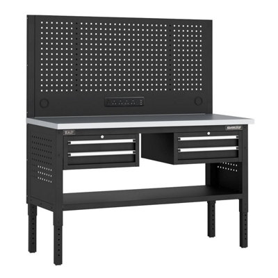 Sealey Apmwb60combo3ss Superline Pro Modular Workbench With 4 Drawers Stainless Steel Worktop 1525Mm