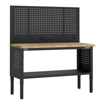Sealey Apmwb60combow Superline Pro Modular Workbench With Pegboard Back Panel Wooden Worktop 1525Mm