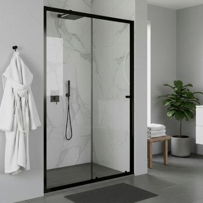 B&Q -  Sliding Shower Door 1000 X 1850mm6mm Tempered GlassReversible InstallationBlackDh293