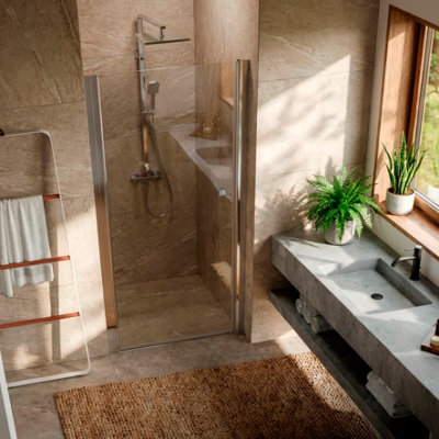 B&Q -  Pivot Shower Door 800 X 1850mm6mm Tempered GlassReversible InstallationChromeDh303