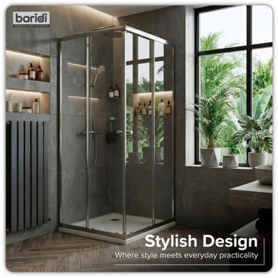 Sealey Dh298 Corner Shower Entry Enclosure 800 X 800 X 1850mm With 6mm Tempered GlassChrome