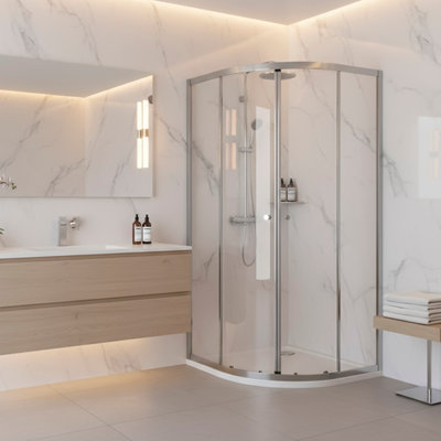 B&Q -  Quadrant Shower Entry Enclosure 800 X 800 X 1850mm With 6mm Tempered GlassChromeDh301