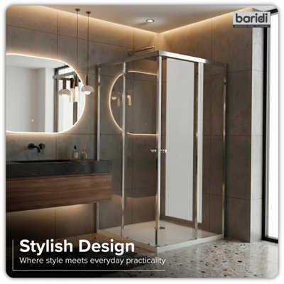 Baridi Corner Shower Entry Enclosure 1000 X 800 X 1850mm With 6mm Tempered GlassChromeDh300 from B&Q