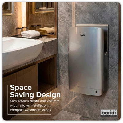 B&Q -  Hand Dryer With Hepa Filter & Auto-Sensor 1750W/230V92M/s Airflow10S Dry TimeIp24 Rated Dh150