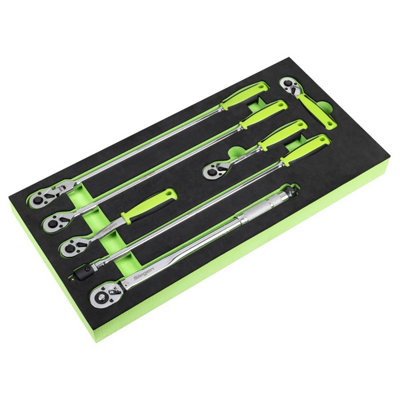 Sealey S01325 Siegen Ratchet Wrench Breaker Bar & Torque Set 3/8"Sq Drive 7Pc Size 3 B&Q