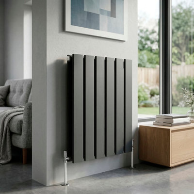 B&Q -  Horizontal Radiator Contemporary Double Flat Panel Design 420 X 600mm Anthracite