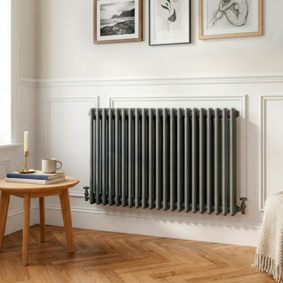 Baridi Horizontal Traditional 2 Column Radiator 600 X 1012mm Anthracite from B&Q