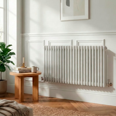 B&Q -  Horizontal Traditional 2 Column Radiator 600 X 1147mm White