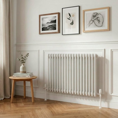 B&Q -  Horizontal Traditional 2 Column Radiator 600 X 832mm White
