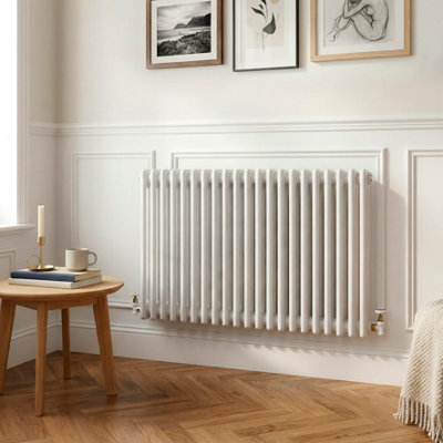 B&Q -  Horizontal Traditional 2 Column Radiator 600 X 1012mm White