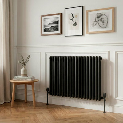 B&Q -  Horizontal Traditional 2 Column Radiator 600 X 832mm Black