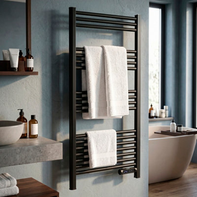 B&Q -  Electric Heated Towel Rail 1085 X 535mm With Led Display & Warming ModeBlack