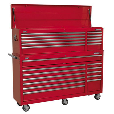 B&Q -  Ap66Combo2 Topchest & Rollcab Combination 23 Drawer Ball Bearing Slides Red