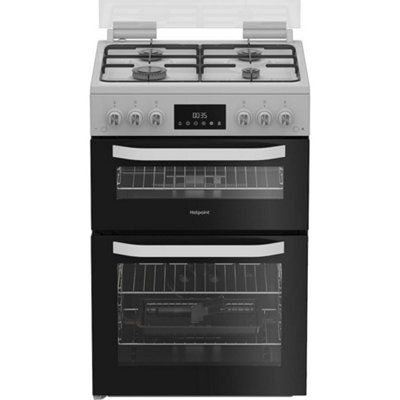 Hotpoint White 60Cm Freestanding Gas Double Cooker With Glass Lid - Image 12