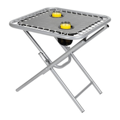 Taylor & Brown Brown/Grey Taylor & Folding Outdoor Steel Frame Garden Patio Drinks Side Table With Drinks Holder For Zero Gravity Sun Lounger (Grey)