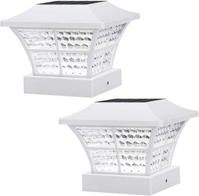 Taylor & Brown White Fence Post Solar Lights 2PackLed Deck Lights 3.5X3.5 & 4X4 InchWaterproof Outdoor Pathway Decor from B&Q