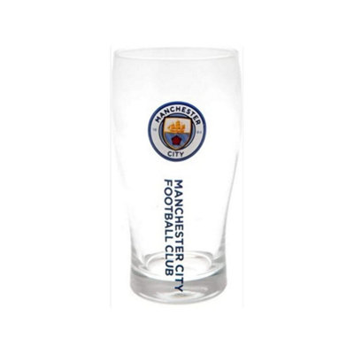 Manchester City Fc Official Football Crest Pint Gl Clear (One Size) from B&Q