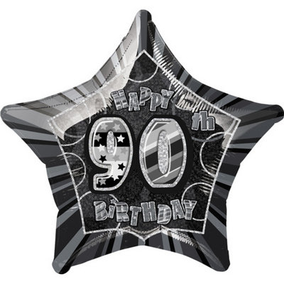 Unique Party Happy 90Th Birthday Star Foil Balloon Black/silver (One Size) from B&Q