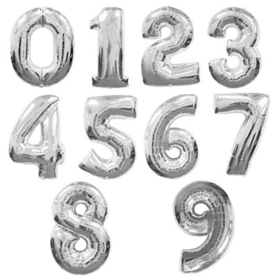 Amscan Supershape Silver Number Balloons Silver (4) from B&Q