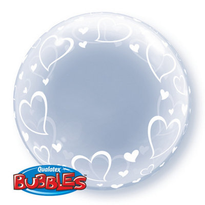 Qualatex 24 Inch Stylish Hearts Deco Bubble Balloon Clear (One Size) from B&Q