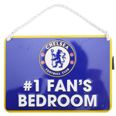 Chelsea Fc Official Number 1 Fan Football Crest Bedroom Sign Blue (One Size) from B&Q