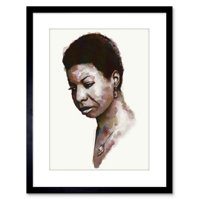 B&Q -  Wall Art Print Music Painting Portrait Nina Simone By Chris Evry Artwork Framed 9X7 Inch