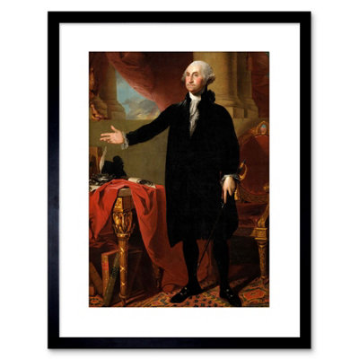 Artery8 Wall Art Print Painting Portrait Stuart Us President George Washington Artwork Framed 9X7 Inch from B&Q