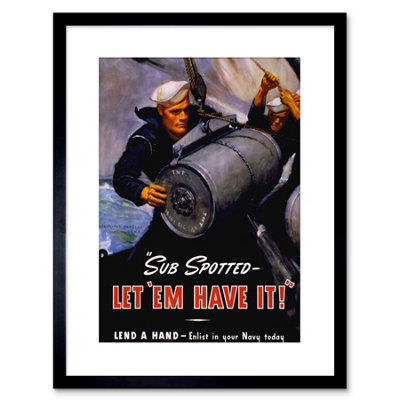 Artery8 Wall Art Print Vintage Ad War Wwii Us Navy Submarine Sailor Le Em Have It Military Artwork Framed 9X7 Inch from B&Q