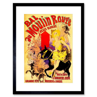 Artery8 Vintage Advert Moulin Rouge Paris France Dancers Framed Wall Art Print