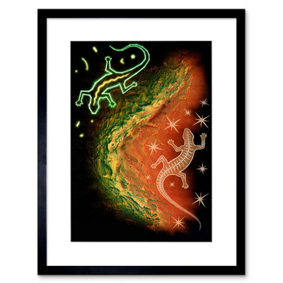 Artery8 Painting Aboriginal Australian Lizard Style 12X16" Framed Wall Art Print from B&Q
