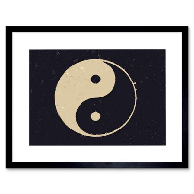 B&Q -  Painting Taoist Philosophy Yin Yang Black White 12X16" Framed Wall Art Print