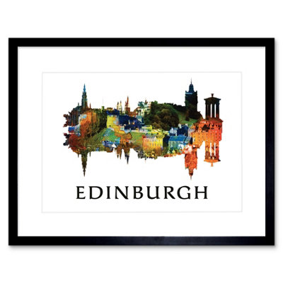 Wee Blue Coo Edinburgh Cityscape Symmetry Home Decor 12X16" Framed Wall Art Print from B&Q