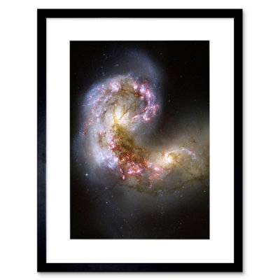 B&Q -  Nasa Hubble Space Telescope Colliding Galaxies 12X16" Framed Wall Art Print